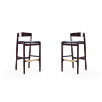 Manhattan Comfort 2-BS014-BK Klismos 40.75 in. Black and Dark Walnut Beech Wood Barstool (Set of 2)